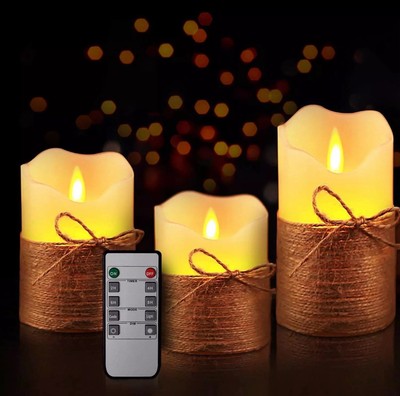 Candles Flameless  Pillar Real Wax Electric LED Flickering Candles, With Remote