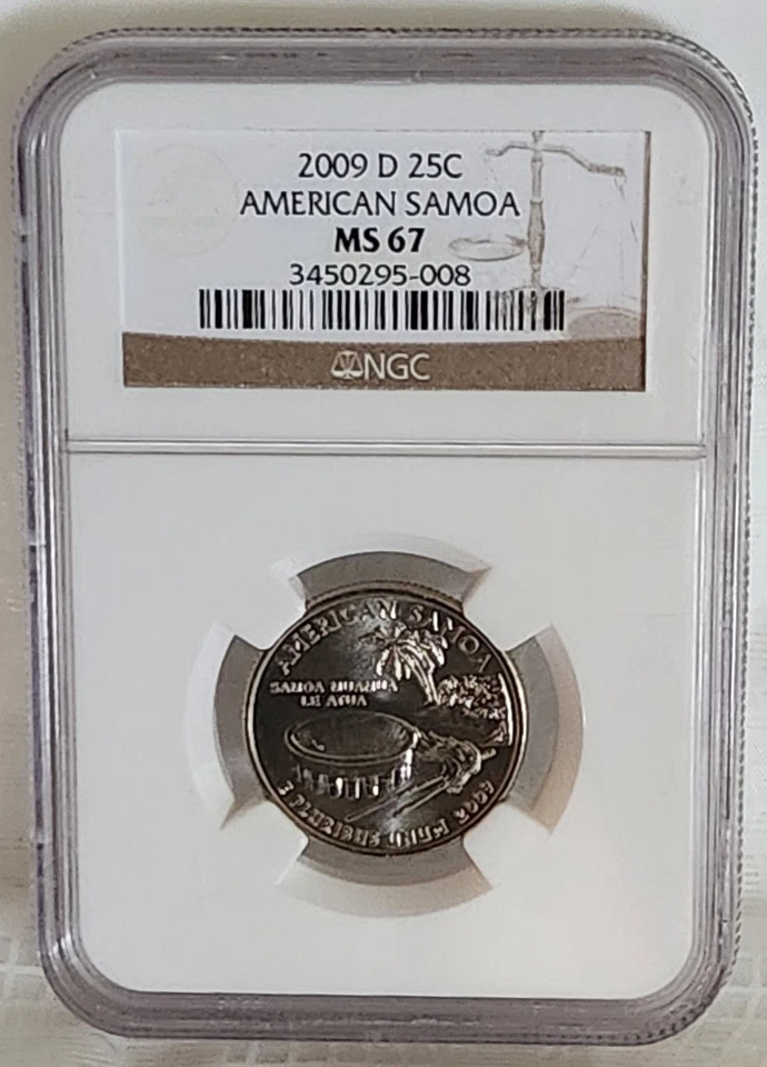 2009 D 25C AMERICAN SAMOA QUARTER NGC MS 67 Graded  - Image 3 of 4
