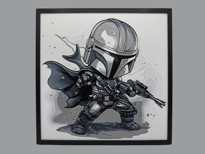 Mandalorian - Chibi Edition 8x8 inch HueForge 3D Print