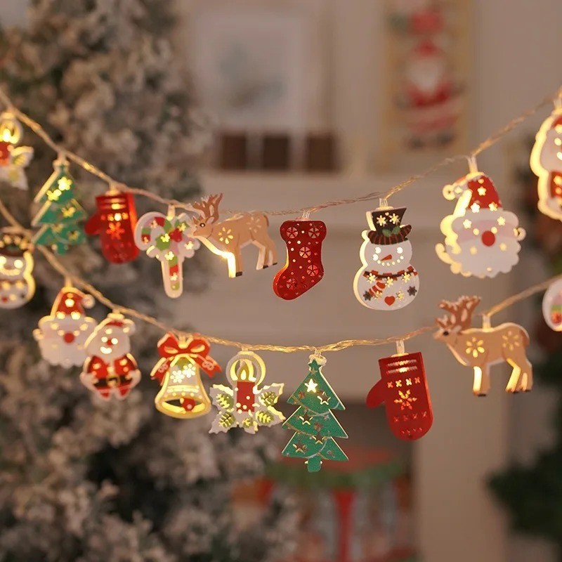 Christmas Deer Snowflake LED String Lights Battery Powered Fairy Lights ...