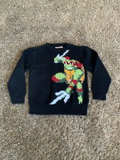 Andy  Evan Teenage Mutant Ninja Turtles Black Graphic Pixelated Sweater Sz.4