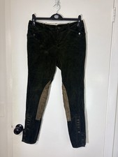 Ralph Lauren Womens Corduroy And Suede Riding Pants Trousers In Green Size 8