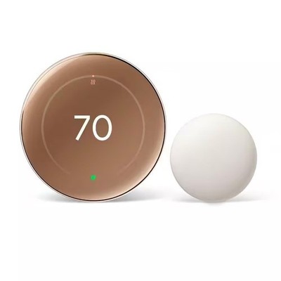 Google - Nest Learning Thermostat 4th Gen with Temperature Sensor  Polished Gold