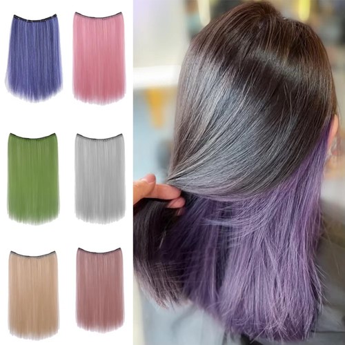 Parrucca lunga dritta da appendere tintura orecchie a forma di U mezza testa parrucca donna