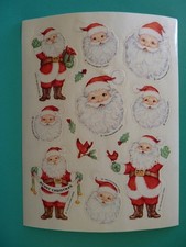 Vintage 1982 Hallmark SANTA CLAUS CHRISTMAS Stickers 1 Complete Sheet