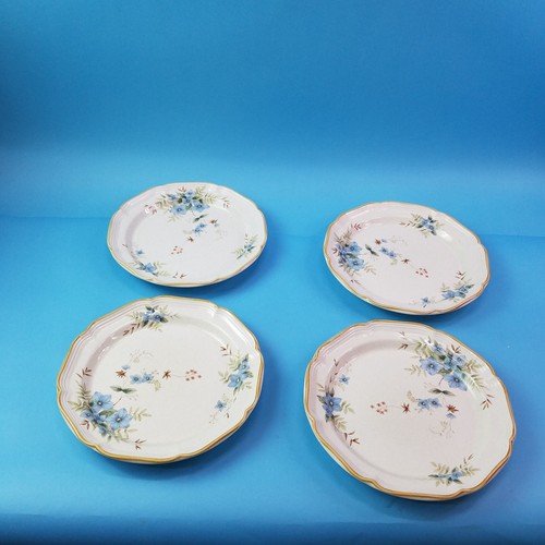 4 Mikasa Garden Club Day Dreams Blue Floral Dinner Plate  10.75 in  Japan EC461