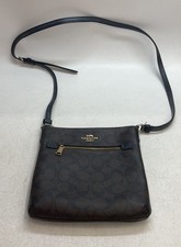 Coach Brown Signature Coated Canvas File Crossbody Bag Gold Hardware