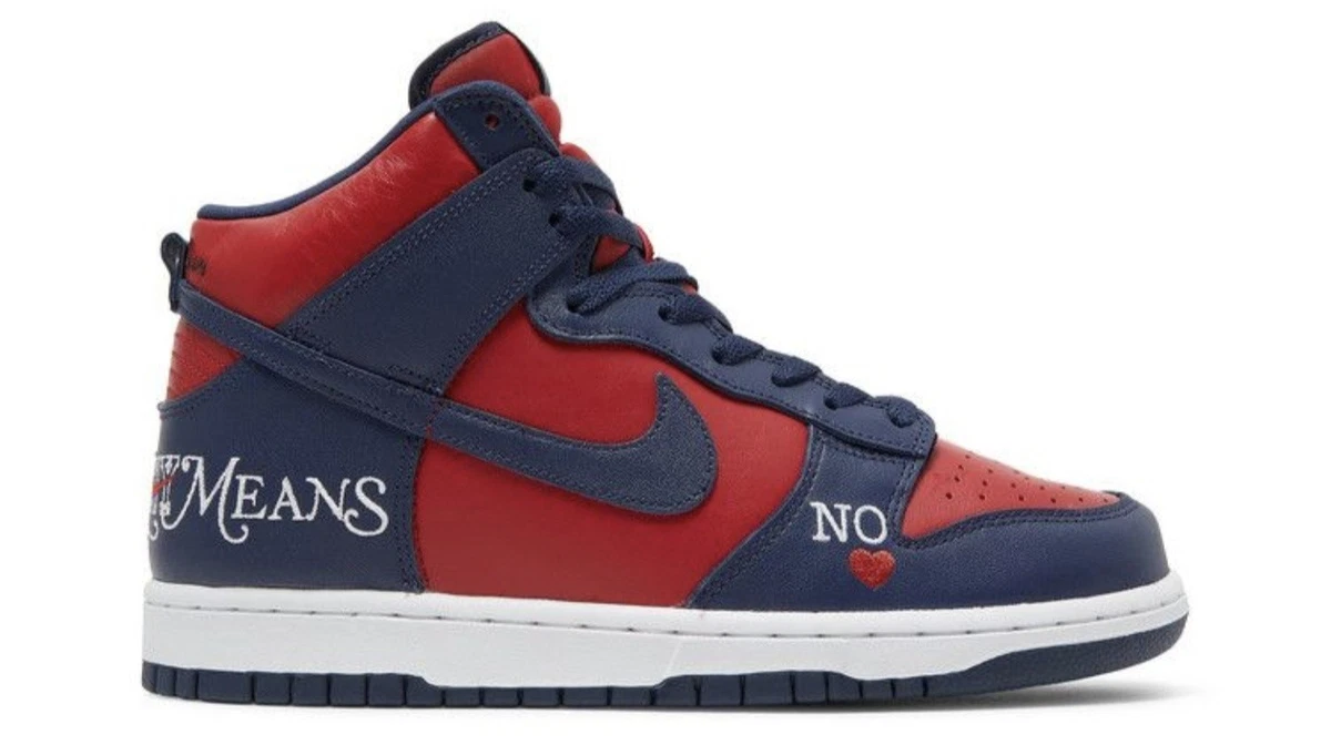 Nike Supreme x Dunk SB High By Any Means - Red Navy for Sale