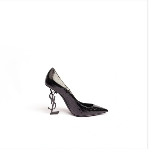 Saint Laurent Opyum 110 Croc-Embossed Leather YSL in Black
