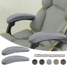 1Pair Leather Chair Armrest Cover Office Chair Armrest Cover Solid Color Stretch