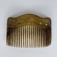 Vtg Hair Comb w/ Gold Overlay Rhinestones Faux Art Deco Art Nouveau