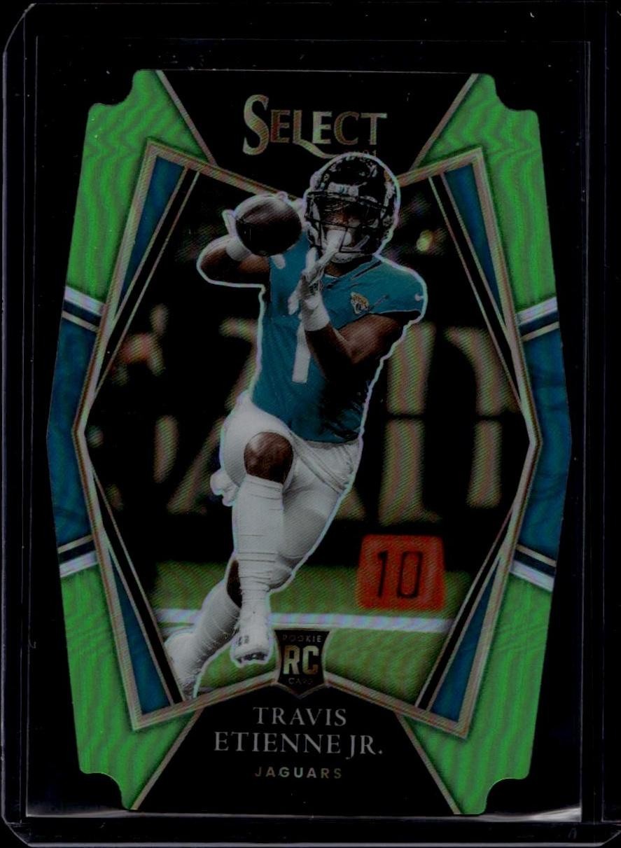 2021 Panini Select #154 Travis Etienne Jr. Neon Green Prizm Die Cut #/349