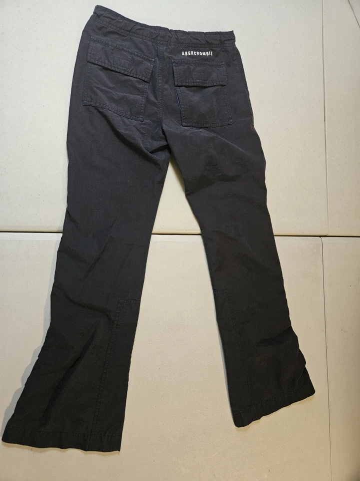 Abercrombie Cargo Flare Pants Youth Girls Medium Navy Blue Drawstring Y2K  - Image 4 of 4