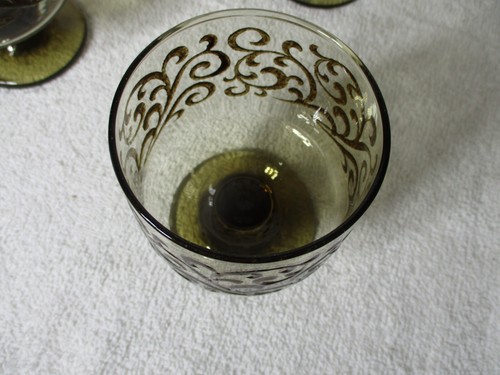 Vintage Libbey Prado set di 6 calici marrone fulvo pergamena rialzata 4 1/4 pollici - Foto 3 di 8