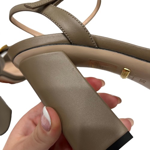 $1290 Gucci Beige Leather Gold GG Marmont Lifford Ankle Wrap 105MM Sandals 36/6 - Picture 13 of 14