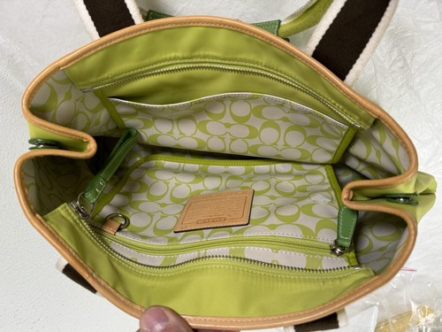 Bolso de hombro Coach A05M-1894 Chartreuse marrón de nailon - Imagen 5 de 10