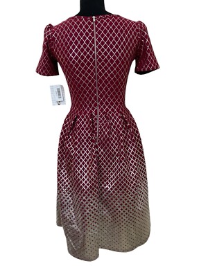 New LulaRoe Elegant Amelia Red & Silver Foil Fit & Flare Party Dress Size S