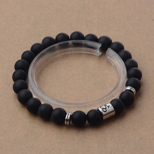 Fashion Handmade 12 Constellation Black Scrub Lava Zodiac Cuff Bangle Bracelets - Picture 47 of 48
