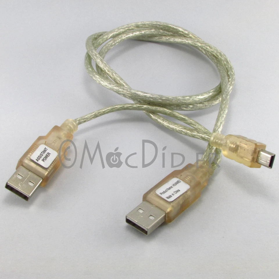 Cable USB Y 2x USB male A - 1x USB Mini male - Photo 1/1