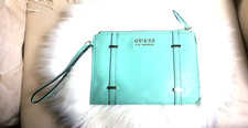 GUESS Aqua/Turquoise/Teal/ wristlet vinyl purse retro/vintage