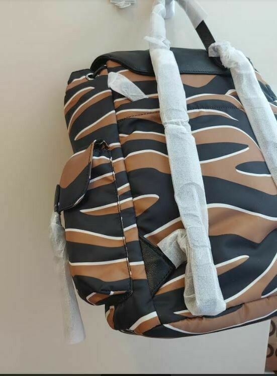 Rebecca Minkoff Bowie Nylon /Leather Backpack Bag Zebra Silver Hardwr