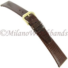 16mm Kreisler Brown Glossy Unstitched Genuine Lizard Mens Band Regular