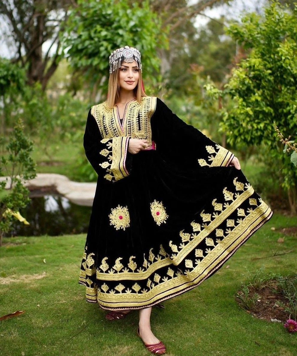 Salwar Suits : Black velvet embroidered party wear gown