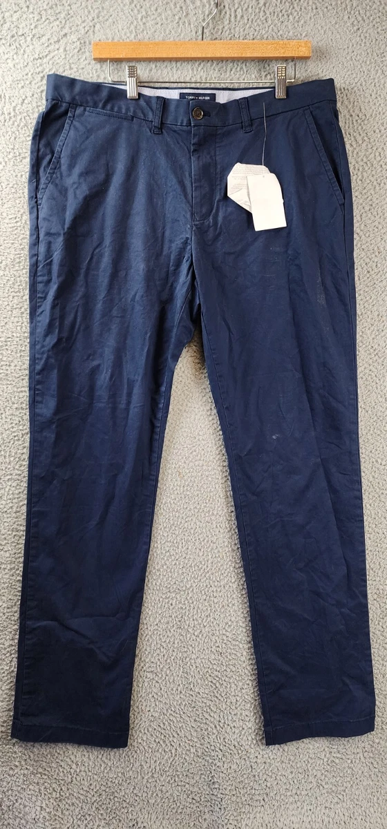 TOMMY HILFIGER TH Flex Custom Fit Chino Pants Men s 36 34 Navy Blazer Stretch