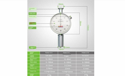 Portable Shore Hardness Tester Rubber Pointer Hardness Tester A Type D Type O - Picture 5 of 10