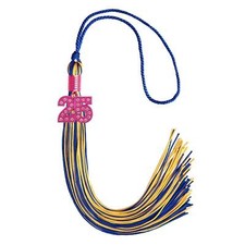 Endea Graduation Royal Blue/Gold Mixed Color Tassel With Pink Bling Charm 2024