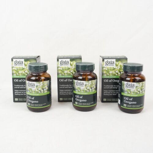 Gaia Herbs Oil of Oregano - Immune Support - 60 Vegan Liquid Phyto-Caps Lot of 3