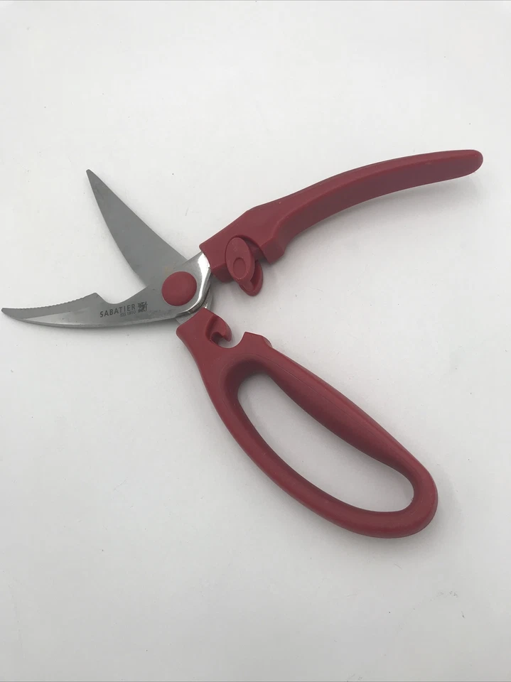 Sabatier kitchen shears red 9.5" serrated curved blade VGC scissors cooking - Image 4 of 4