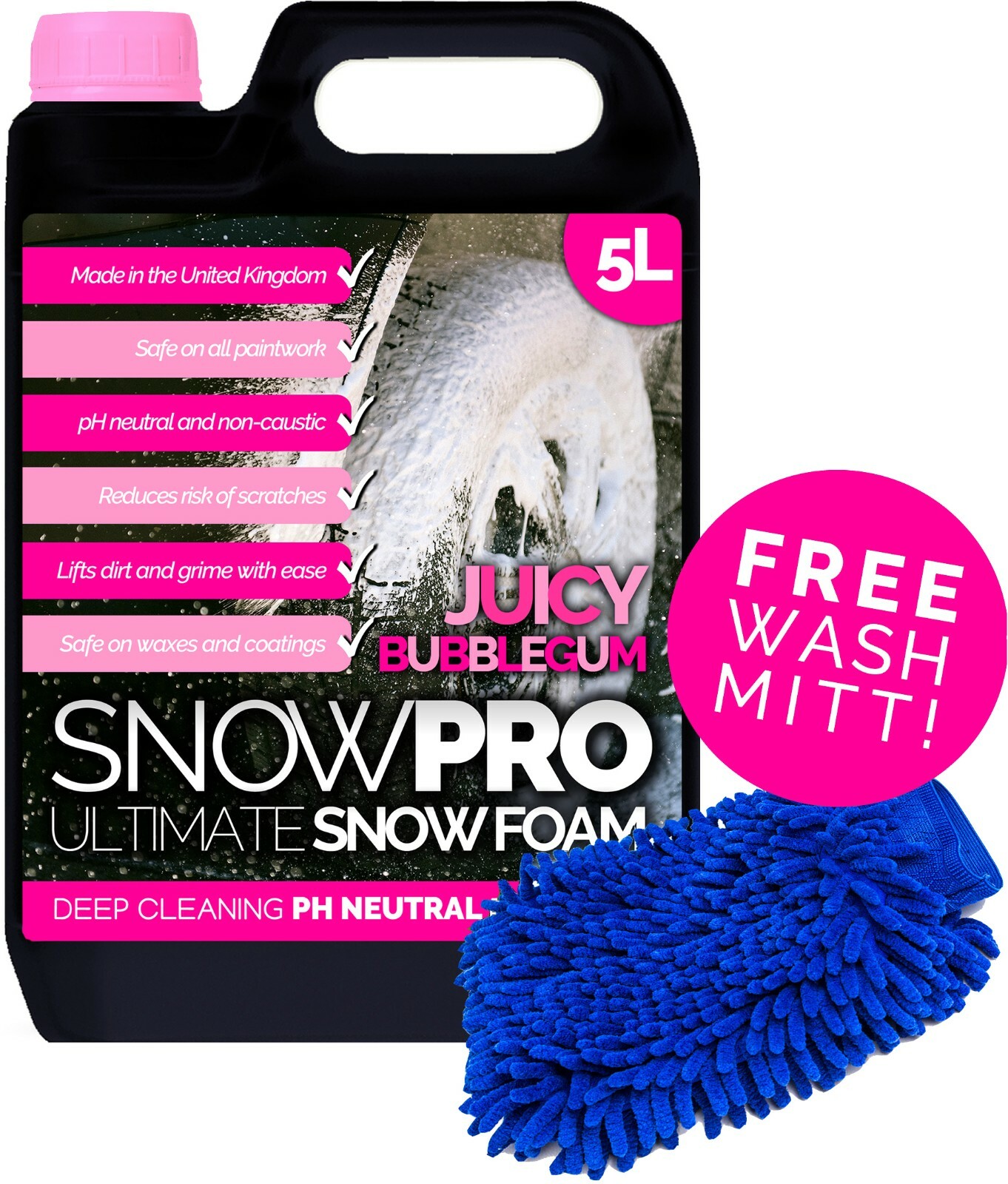 Snow Foam Shampoo Car Wash Wax 5L Litre Soap Cleaning Detailing Kit pH Neutral