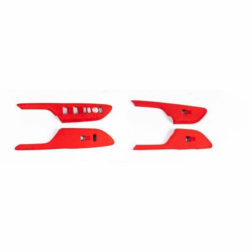 Red Alcantara Suede Window Lock Lift Panel Trim For Honda Civic Sedan 2016-2021 - Picture 7 of 8