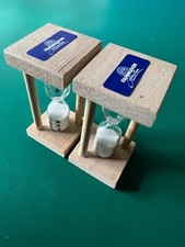 2 Two x VINTAGE FARINGDON 5 Minute Small WOODEN  HOURGLASS SAND EGG TIMERS [NOS]