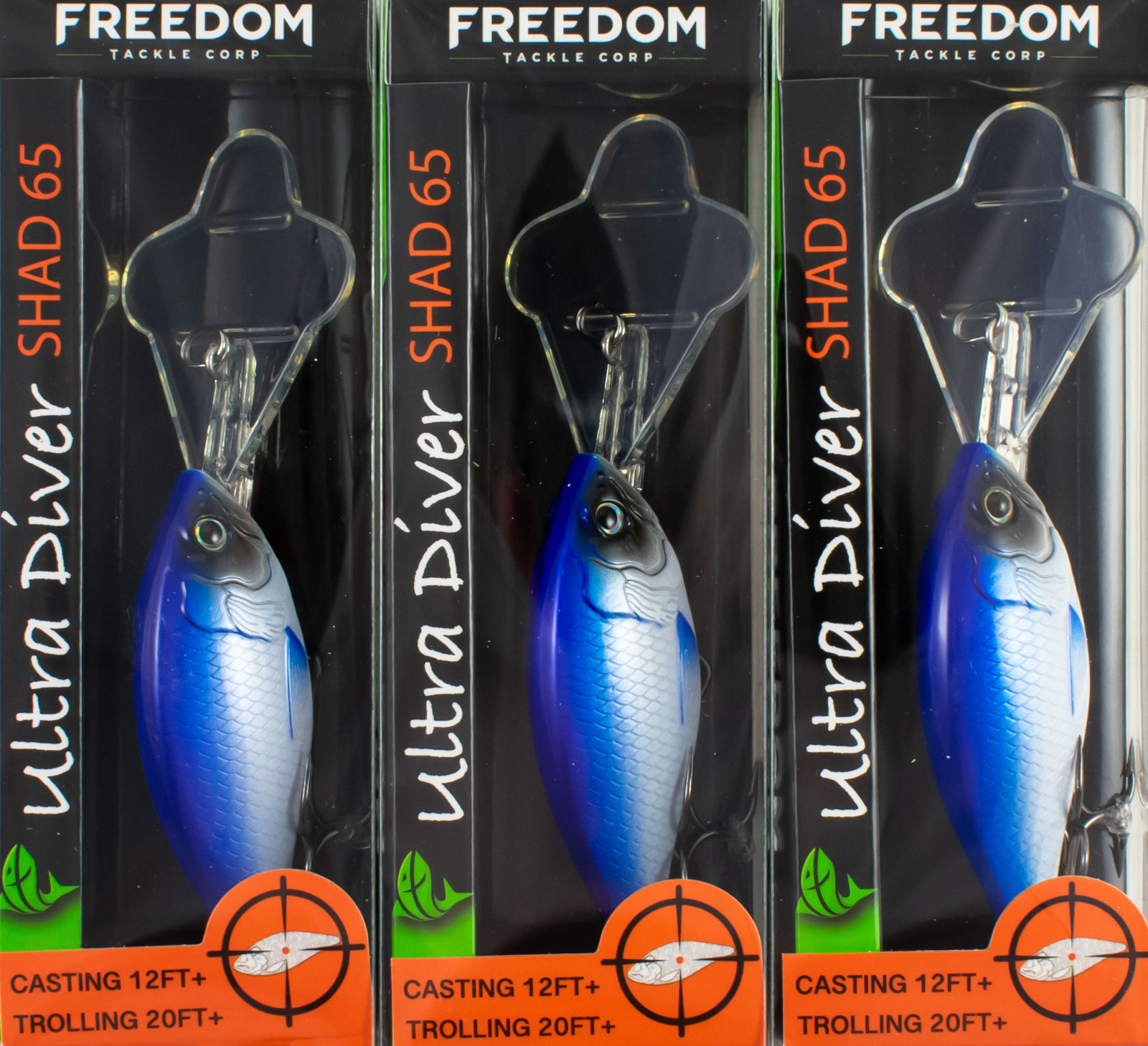 (LOT OF 6) FREEDOM TACKLE ULTRA DIVER SHAD 65 3/8OZ BLUE PEARL #43103 CO6352