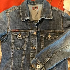 Vintage Y2K American Style Eunena cropped denim thrashed jacket M USA! grunge