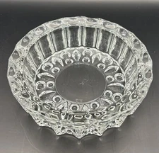 Vintage 5 3/8” KIG Malaysia Glass Ashtray/Dish, Clear Cut, Heavy Deep Column Cut