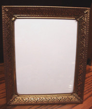 PHOTO FRAME Vtg 1960's Metal Gold-Tone Filigree Tabletop for 8"x10" Picture A28