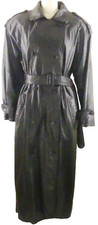 New Spiegel Belted Black Leather Trench Coat Size Medium