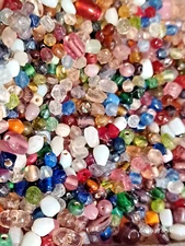 Glass Beads Lot Jewelry Making Mix Color Variety Spacer Bead Bulk 3-8mm 50grams