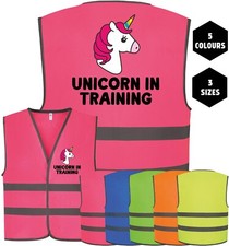 Kids Horse UNICORN IN TRAINING Children's Equine Rider Pink Hi Vis Safety Vest