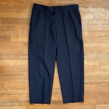 Vintage Mens Black Dress Pants Size 34x27 1990s Flat Front Trousers 34 Waist