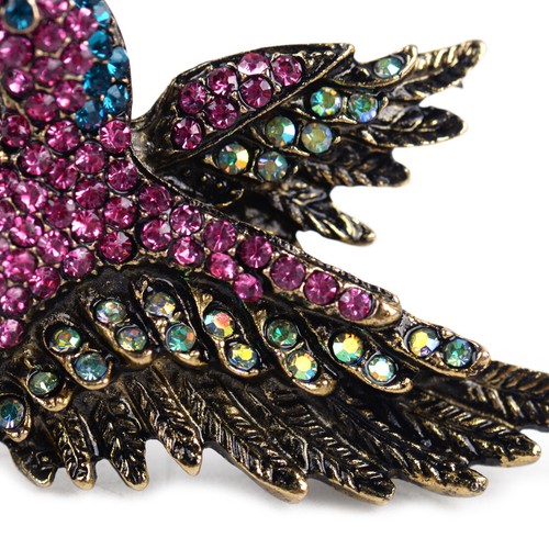 Vintage Strass Mehrfarbig Kolibri Brosche Schmuck Geschenk Vogel Brooch og - Picture 2 of 3