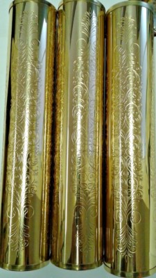 Hermle & kieninger G.F / G.M clocks  brass weight shells 50 x 250 mm engraved