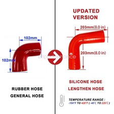 3.00 Diameter 90 Degree Elbow Silicone Hose Coupler Intak Red 8 Leg Length