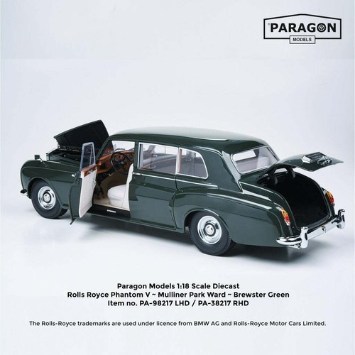 1964 ROLLS ROYCE PHANTOM V ((BREWSTER GREEN)) 1:18 SCALE BY PARAGON 98217 - Picture 3 of 4