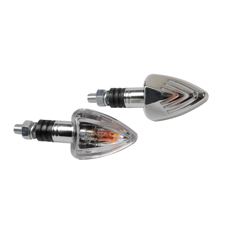 Coppia Frecce Alogene Indicatori Direzione Cromo 21w Lente Bianca Luce Arancione
