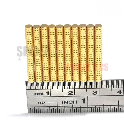SPIDER MAGNETICS Tiny magnets 3x1 mm N52 neodymium disc GOLD plated craft jewellery 3mm dia x 1mm