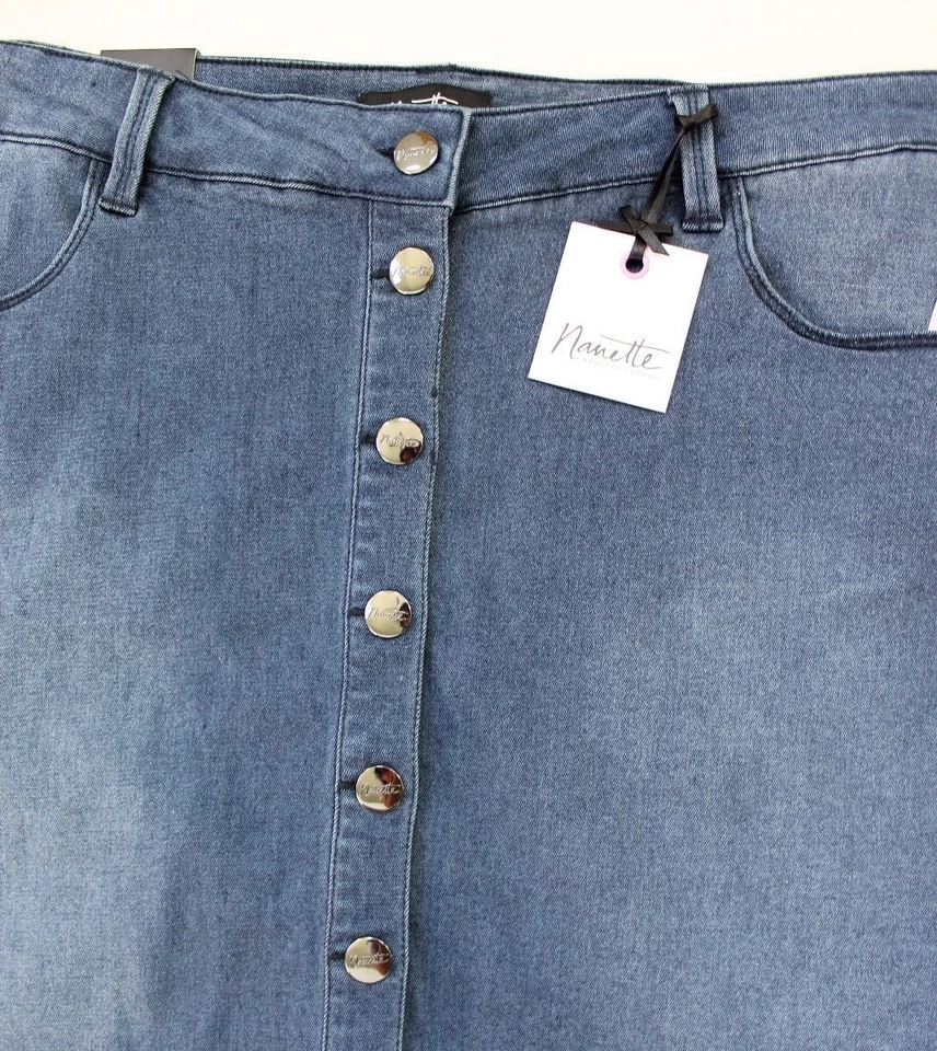 Falda Denim Nanette Lepore Elastizada Cierre Botón Azul Talla Grande 22W Foto 4 de 4